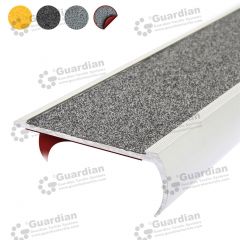 Stair Nosing Aluminium Bullnose Medium Grey Carbide with D/S Tape